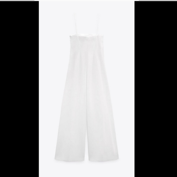 ZARA STRAPLESS LINEN BLEND JUMPSUIT WHITE - Picture 14 of 15